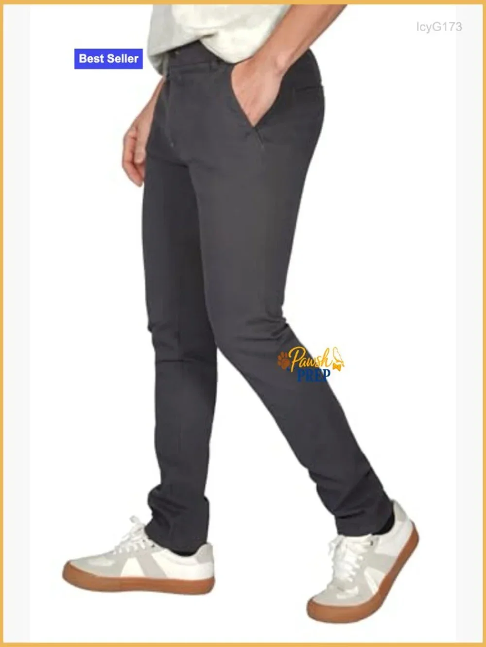 Men's Skinny Fit Chino Pants, Tapered Khaki Pants with Pockets